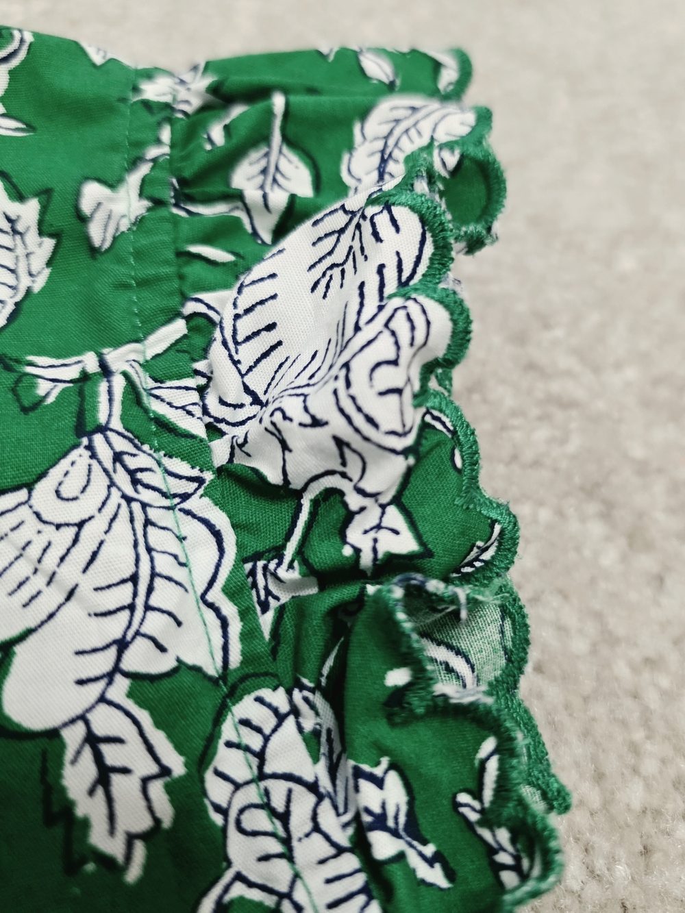J.Crew Green Floral Sleeveless Ruffle Neck Top Size L 100% Cotton - Picture 9 of 12